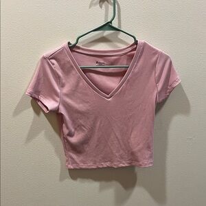 No Boundaries Light Pink V-Neck Crop Top